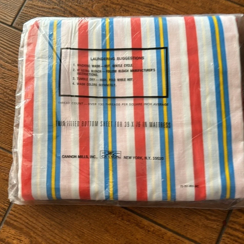 Vintage NEW Cannon Stripe Fitted Sheet